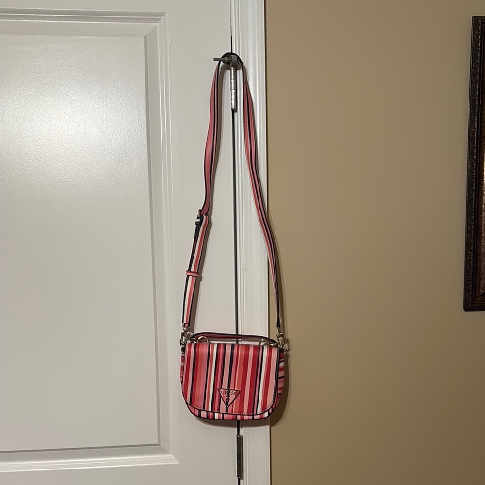 Guess Pink and Red Crossbody Bag with Adjustable Strap